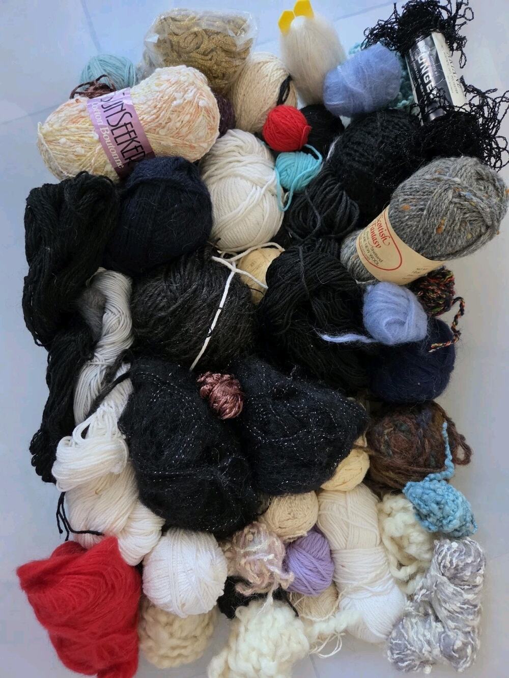 Vintage 80s Yarn Lot 4 Lbs Wool Silk Mohair Cotton Mixed Fiber Mystery Bundle
